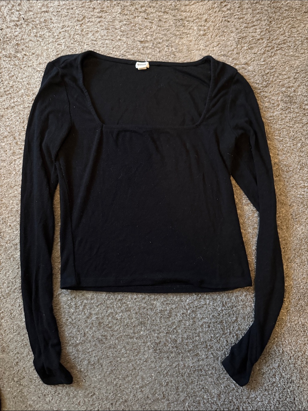 Garage Black Long-Sleeve Square Neck Tee